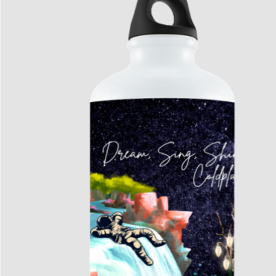Sipper Bottle – Dream, Sing, Shine Coldplay | Astronaut & Waterfall Starry Design