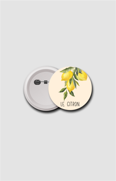 75mm Badge – Le Citron | Elegant Lemon Branch Design