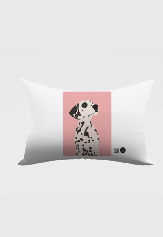 AOP Pillow Cover (18x28) – Dalmatian Dog | Stylish Pink Background Design