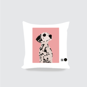 AOP Cushion Cover (16x16) – Dalmatian Dog | Stylish Pink Background Design