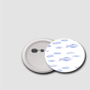 Round Badge (75mm) – Swimming Fishes | Artistic Marine Life Design