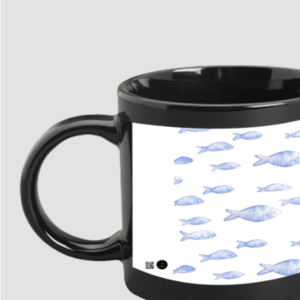 Black Coffee Mug (11oz) – Swimming Fishes | Artistic Marine Life Design