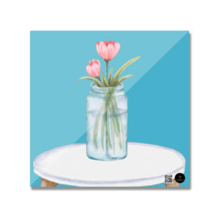 Square Fridge Magnet – Floral Vase | Elegant Botanical Tabletop Design