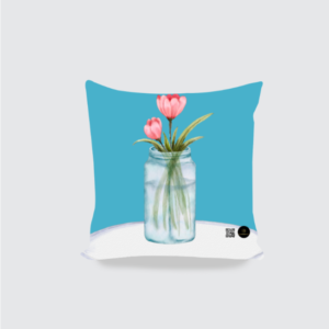 AOP Cushion Cover (16x16) – Floral Vase | Elegant Botanical Tabletop Design