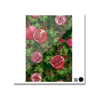 Fridge Magnet (Square) – Lush Pomegranate Plant | Botanical Fruit Aesthetic