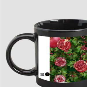 Black Coffee Mug (11oz) – Lush Pomegranate Plant | Botanical Fruit Aesthetic