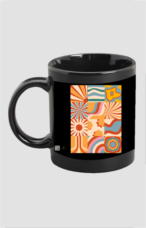 Black Coffee Mug (11oz) – Vibrant Fusion | Colorful Artistic Collage