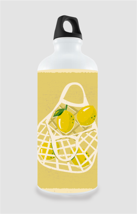 750ml Sipper Bottle – Lemons in a White Net Bag Artistic Illustration