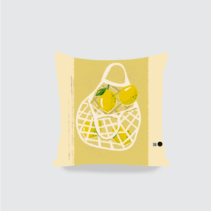 16x16 AOP Cushion Cover – Artistic Lemon Net Bag Illustration