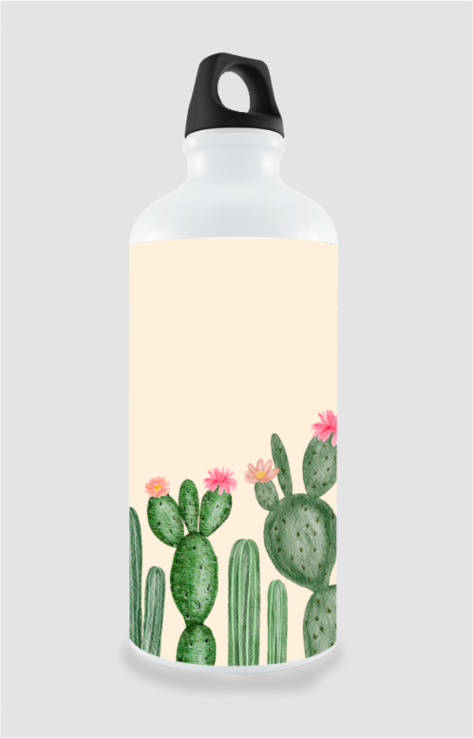 750ml Sipper Bottle – Watercolor Wild Cactus with Floral Tips