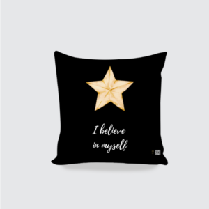 16x16 AOP Cushion Cover – "I Believe in Myself" Star Design