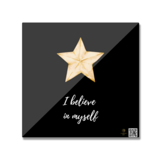 Square Fridge Magnet – "I Believe in Myself" Star Design
