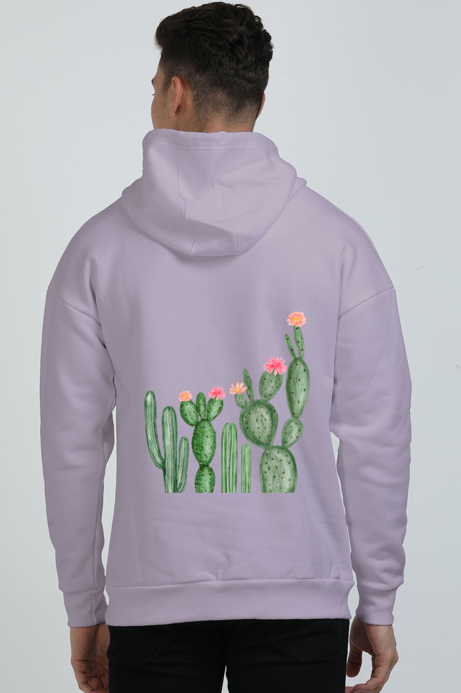 Oversized Hoodie – Watercolor Wild Cactus with Floral Tips