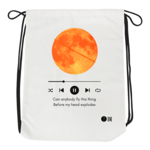 White Drawstring Bag - Can Anybody Fly This Thing Before My Head Explodes | Red Moon Music Design