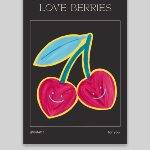 Poster - "Love Berries" with Cute Berry Illustration (16x24)