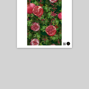 Poster (10x10) – Lush Pomegranate Plant | Botanical Fruit Aesthetic