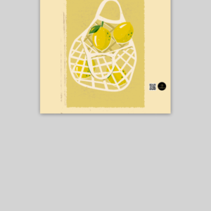 10x10 Artistic Poster – Lemons in a White Net Bag Illustration
