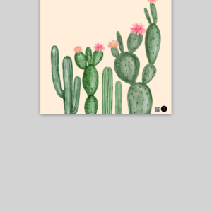 10x10 Poster – Watercolor Wild Cactus with Floral Tips