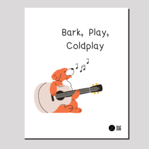 Canvas (16x20 inches) – Bark, Play, Coldplay Dog Guitar Design