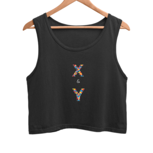 Female Crop Tank (XS-XXL) – X & Y Typography | Colorful Geometric Design