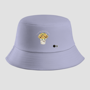 Unisex Bucket Hat - "I Can Buy Myself Flowers" with Sunflower Bouquet (Light Baby Pink & Lavender, Standard Size)