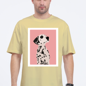 Oversized Standard T-Shirt (XS-XXL) – Dalmatian Dog | Stylish Pink Background Design
