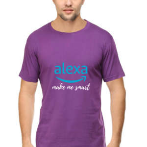 Funny Alexa T-Shirt for Men – "Alexa, Make Me Smart" – Trendy Tech Lover Tee – Purple