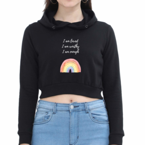 I Am Worthy – Black Cropped Hoodie