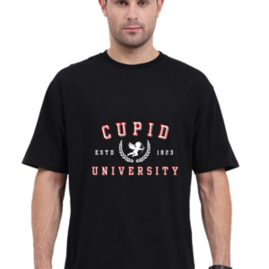 Unisex Oversized Standard T-Shirt - "Cupid University" with Cupid Design (Black, Navy Blue, Sizes XS-XXL)