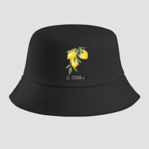 Black Bucket Hat – Le Citron | Elegant Lemon Branch Design