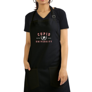Cupid University Adjustable Black Apron with Pockets