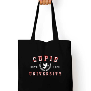 Cupid University Black Canvas Tote Bag - Bold and Durable