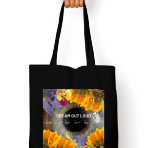 "Dream Out Loud" – Coldplay-Inspired Black Tote Bag | Quantum Dot Gold Collection