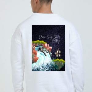 Oversized Sweatshirt – Dream, Sing, Shine Coldplay | Astronaut & Waterfall Starry Design
