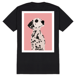 Male Standard Crew T-Shirt (S-XXL) – Dalmatian Dog | Stylish Pink Background Design