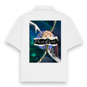 "Paradise" – Coldplay-Inspired Unisex Oversized White Shirt | Quantum Dot Gold Collection