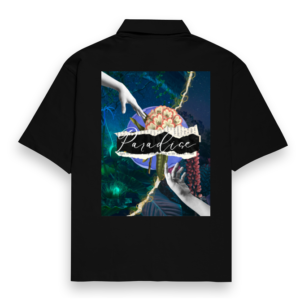 "Paradise" – Coldplay-Inspired Unisex Oversized Black Shirt | Quantum Dot Gold Collection