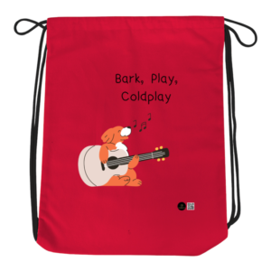 Drawstring Bag – Bark, Play, Coldplay Dog Guitar Design