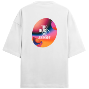 "Two Hearts, One Journey" Graphic Oversized Cotton T-shirt