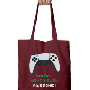 "You're Next Level, Awesome!" – Unisex Zipper Tote Bag – Gaming Console Design