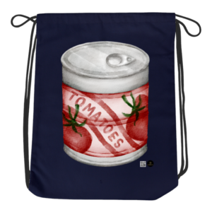 Drawstring Bag – Tomatoes Can Design | Retro Grocery Aesthetic (White, Black, Navy Blue, Bottle Green)