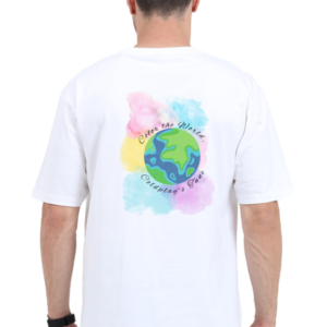Men Oversized Standard T-Shirt – Color the World, Coldplay’s Tune Earth Illustration