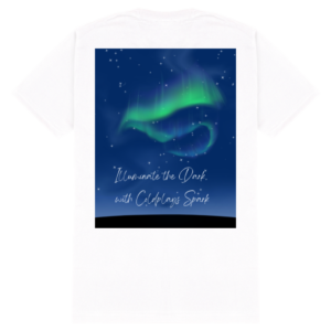 Male Standard Crew T-Shirt – Illuminate the Dark, with Coldplay’s Spark Green Aurora Design
