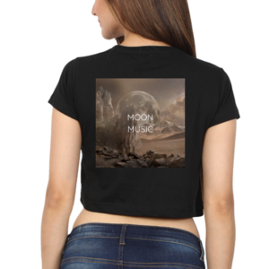 Female Crop Top – Moon Music, Ivory Moon Background