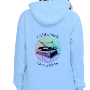 Female Hoodie – Feel the Music, Live Coldplay Vintage Record Design