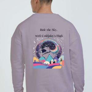 Oversized Sweatshirt – Ride the Sky, with Coldplay’s High | Vibrant Cityscape Design (S-XXL)