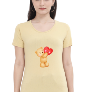 Adorable Teddy Bear Holding Heart Classic Crew T-Shirt – Available in Multiple Colors and Sizes