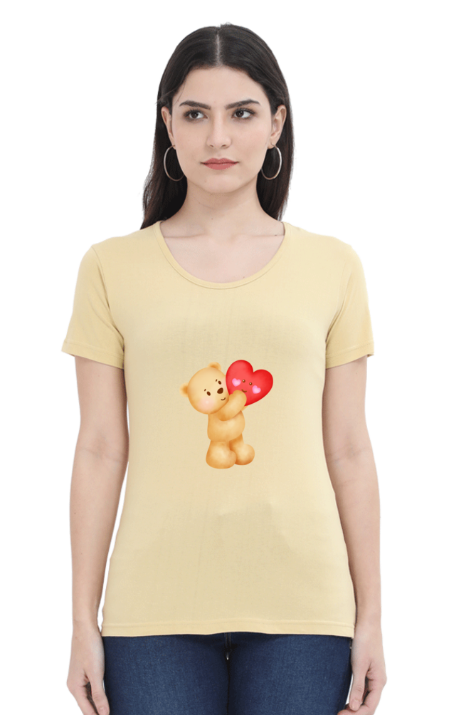 Adorable Teddy Bear Holding Heart Classic Crew T-Shirt – Available in Multiple Colors and Sizes