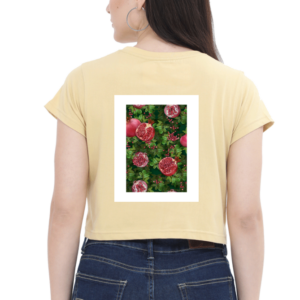Female Crop Top (XS-XXL) – Lush Pomegranate Plant | Botanical Fruit Aesthetic