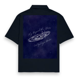 Men’s Oversized Shirt – Fly Beyond the Stars, Coldplay’s Bars with Celestial Galaxy Design
